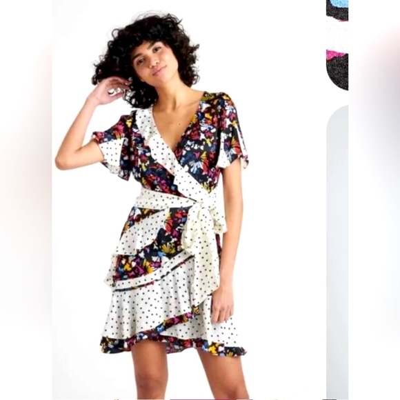 TANYA TAYLOR Bianka Ruffle Confetti Dot Wrap Dress - Picture 6 of 12